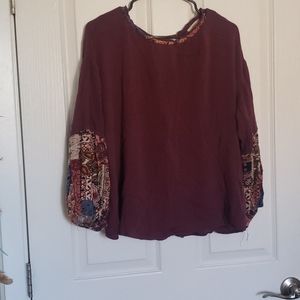 Maroon and Paisley Oversized Blouse